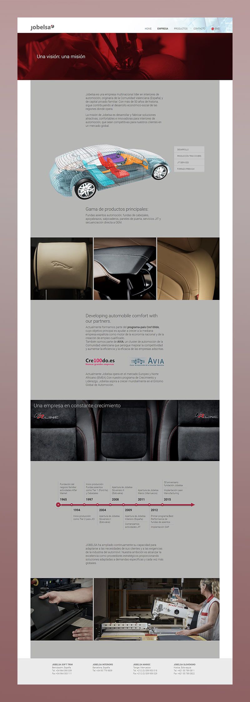 Pagina web Jobelsa, pantalla de empresa